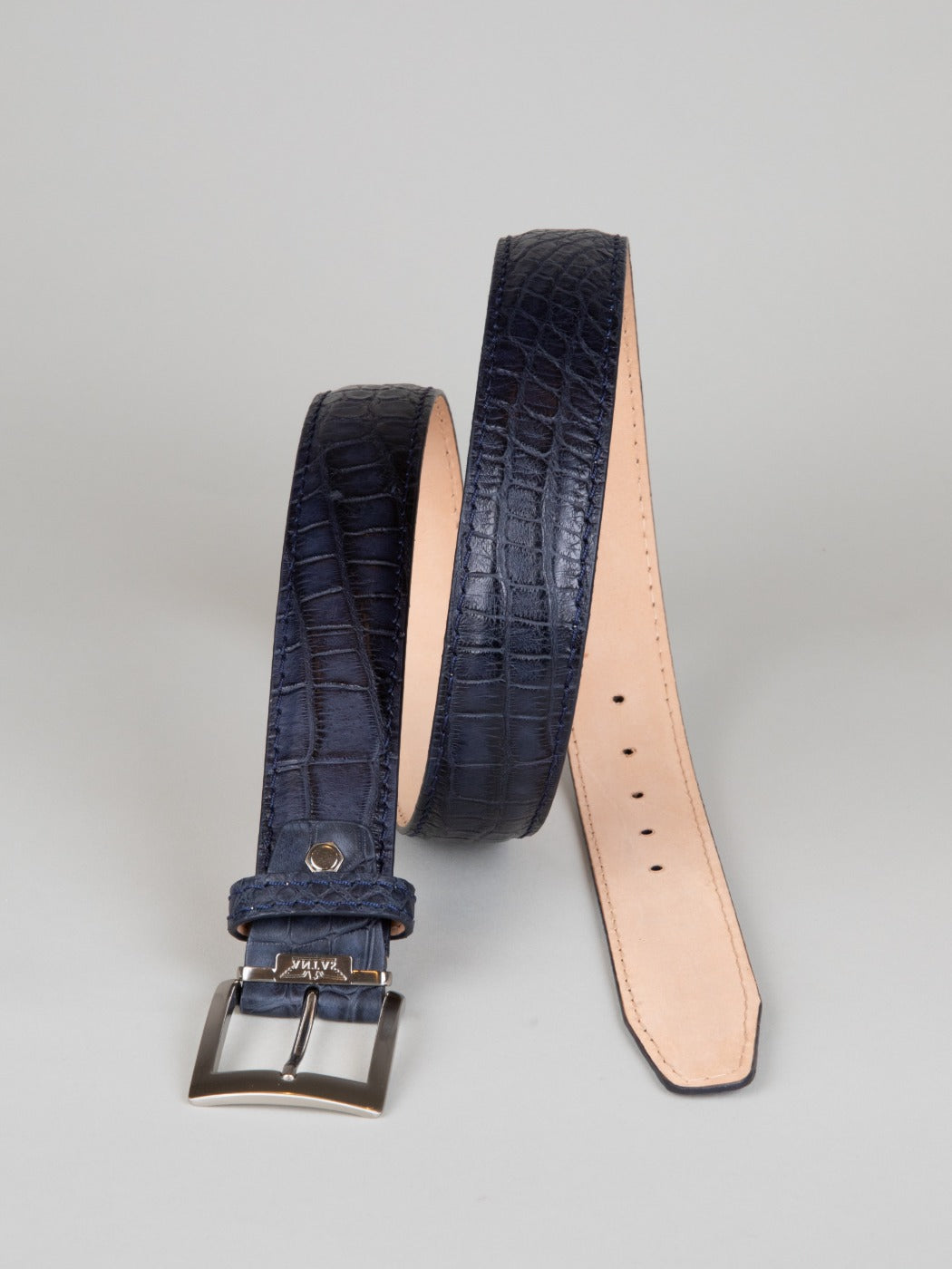 Genuine American Alligator Belt - Matte Navy