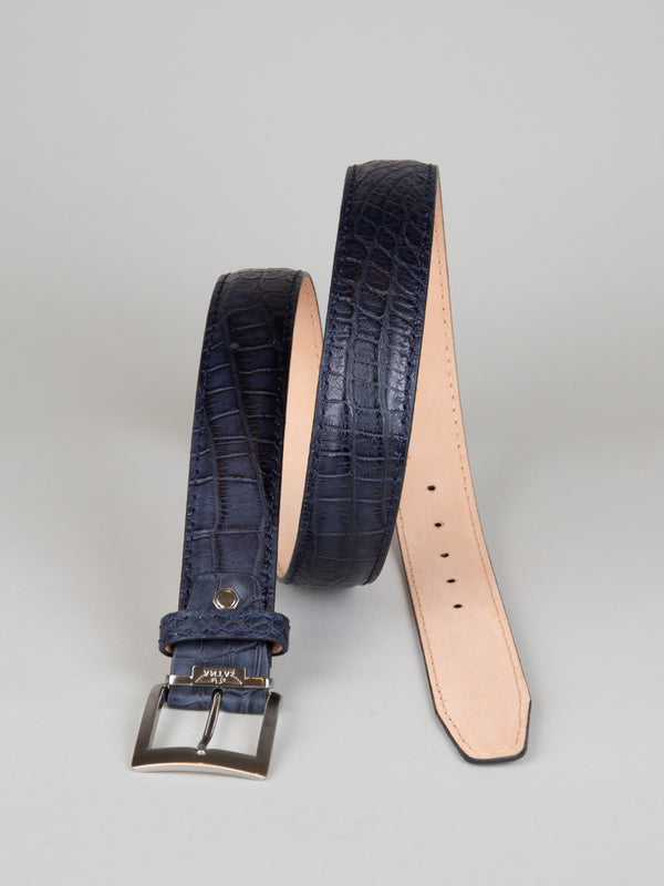 Genuine American Alligator Belt - Matte Navy