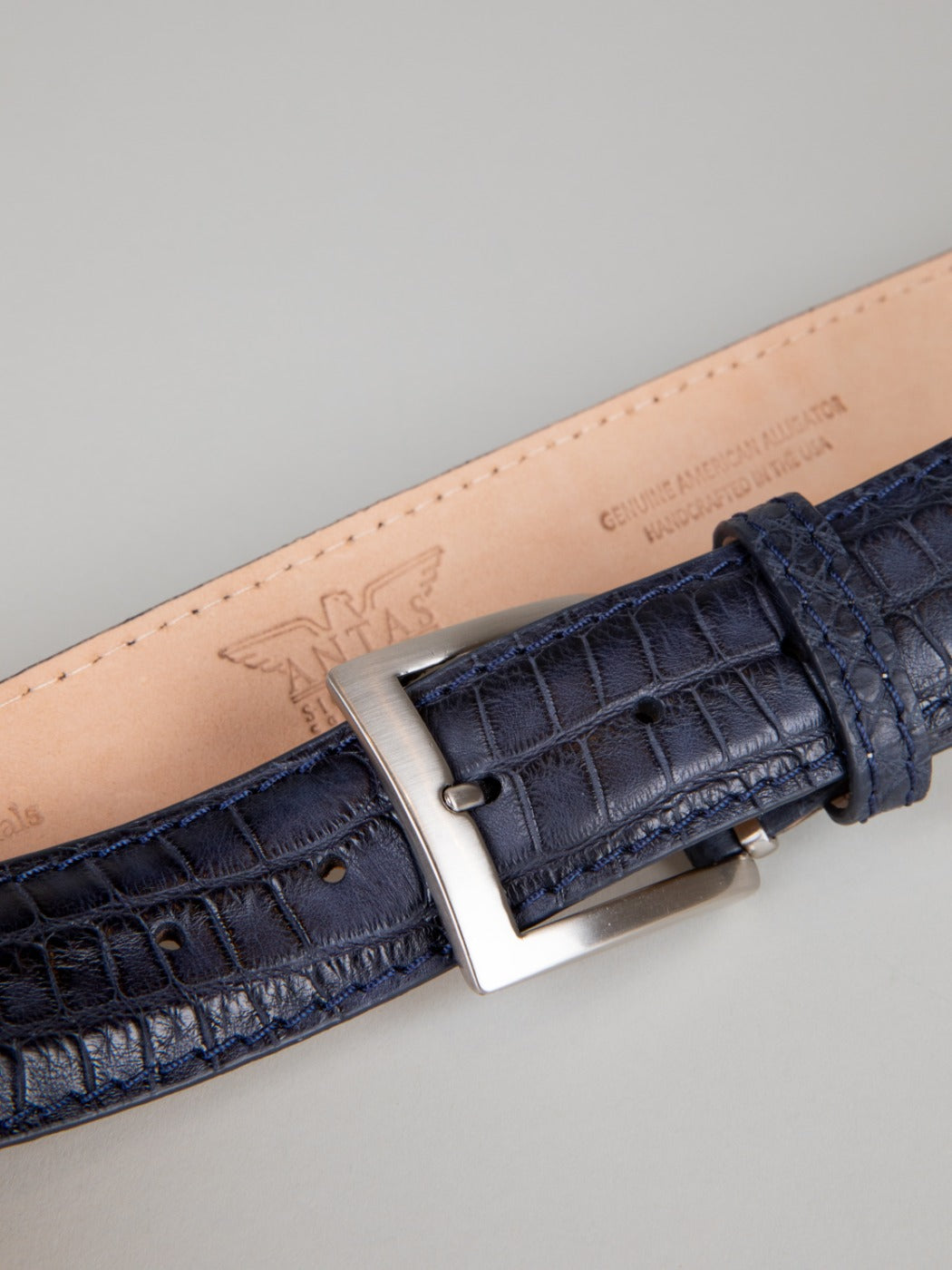 Genuine American Alligator Belt - Matte Navy