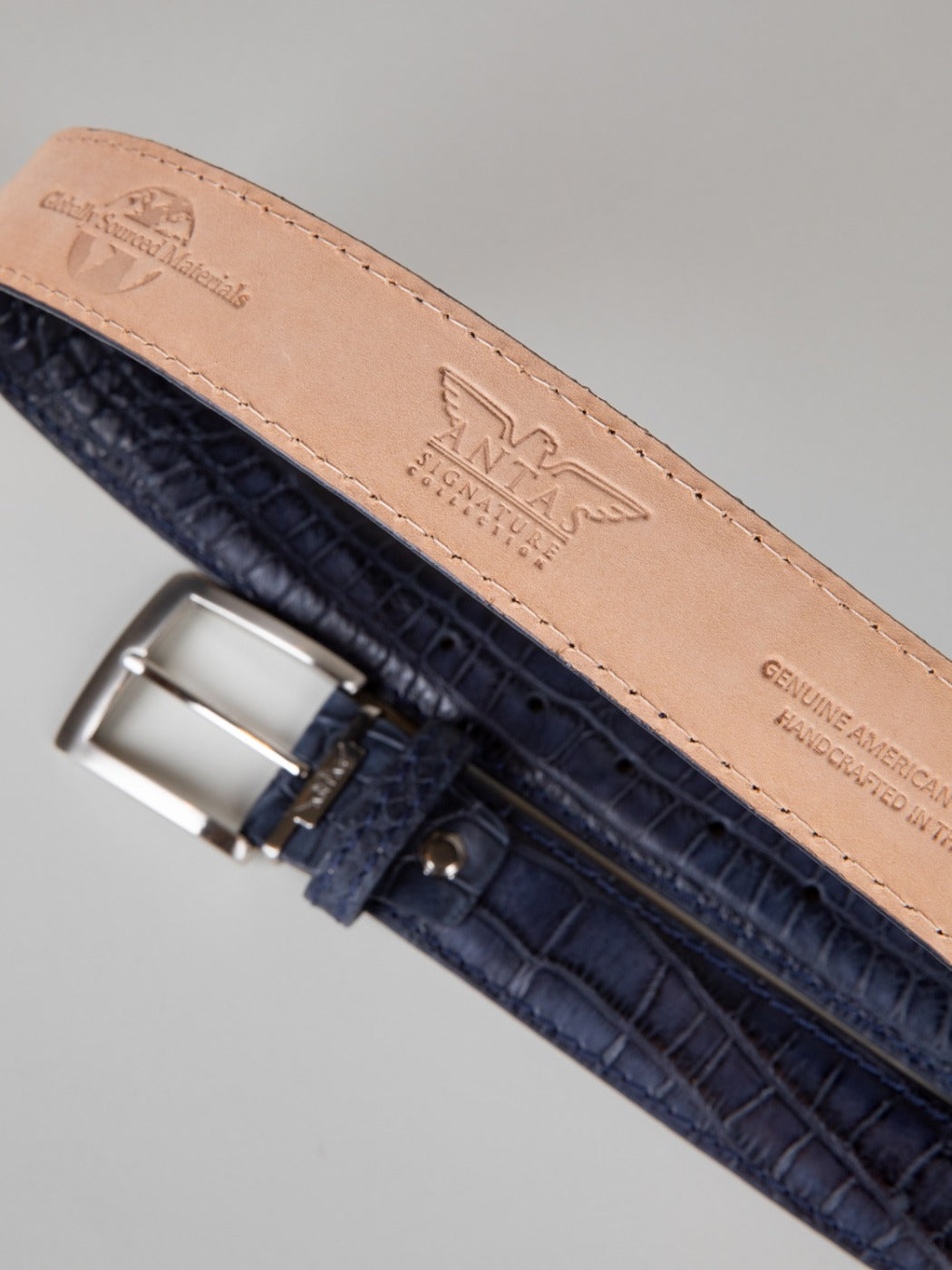 Genuine American Alligator Belt - Matte Navy