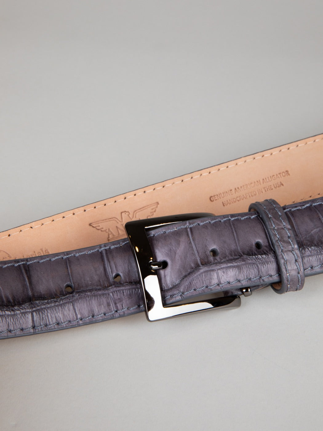 Genuine American Alligator Belt - Matte Grey
