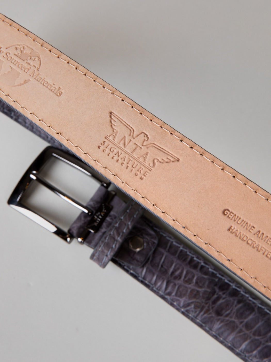 Genuine American Alligator Belt - Matte Grey