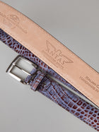Italian Safari Mock Croc Belt - Blue Rust