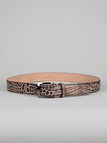 Italian Safari Mock Croc Belt - Coffee