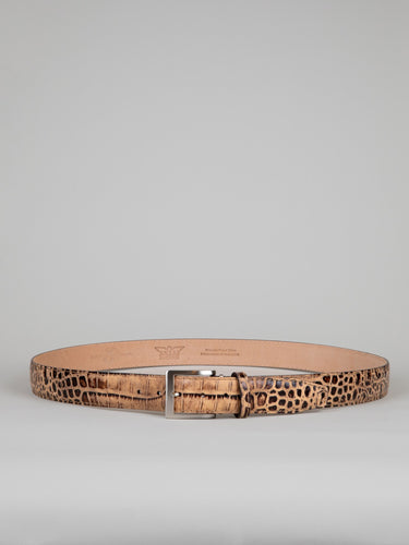 Italian Safari Mock Croc Belt - Cognac