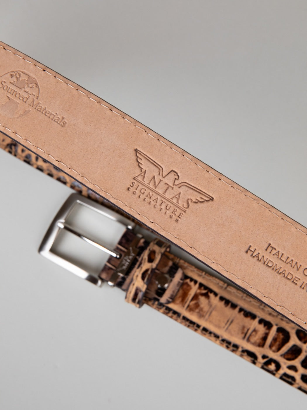 Italian Safari Mock Croc Belt - Cognac