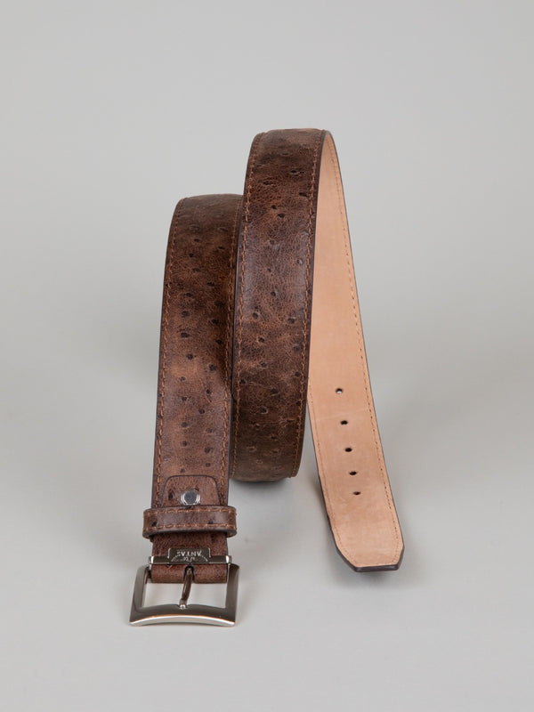 Italian Faux Ostrich Belt - Brown