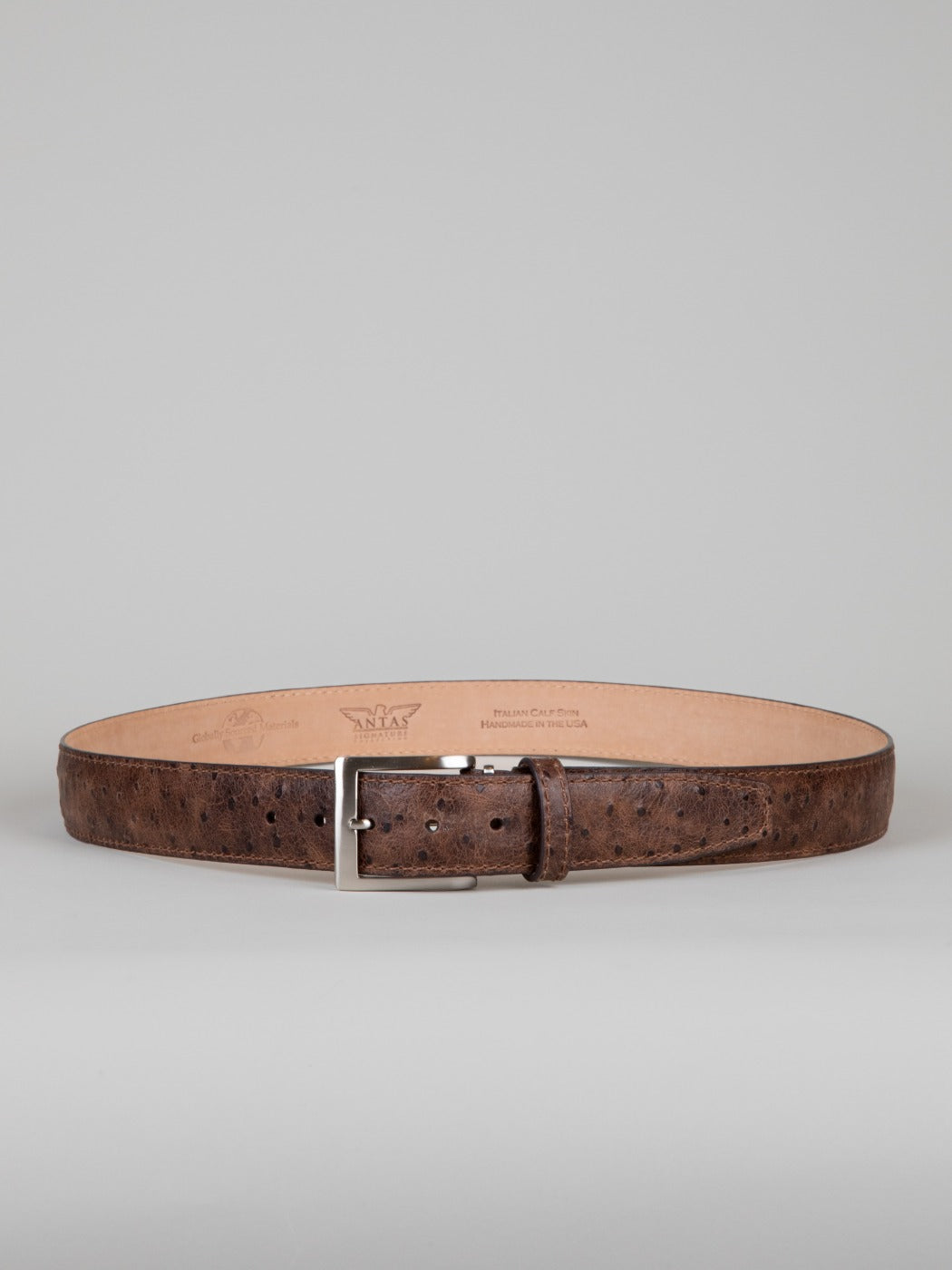 Italian Faux Ostrich Belt - Brown