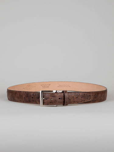 Italian Faux Ostrich Belt - Brown