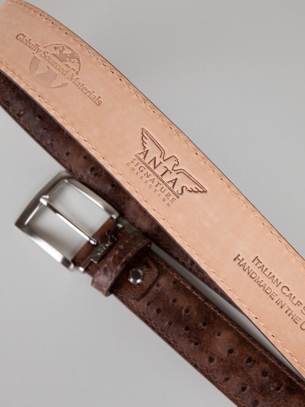 Italian Faux Ostrich Belt - Brown