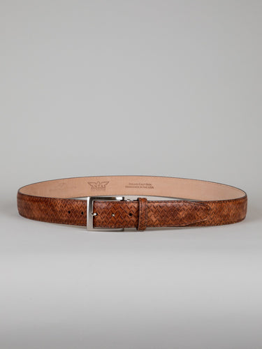 Italian Basket Weave Belt - Cognac