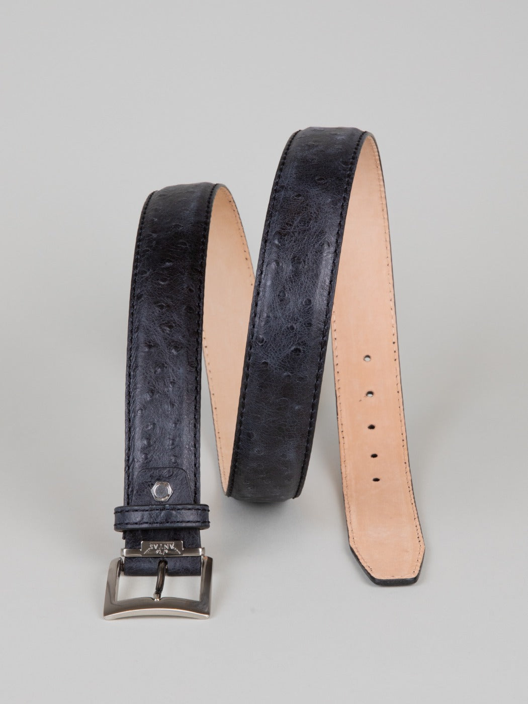 Italian Faux Ostrich Belt - Black