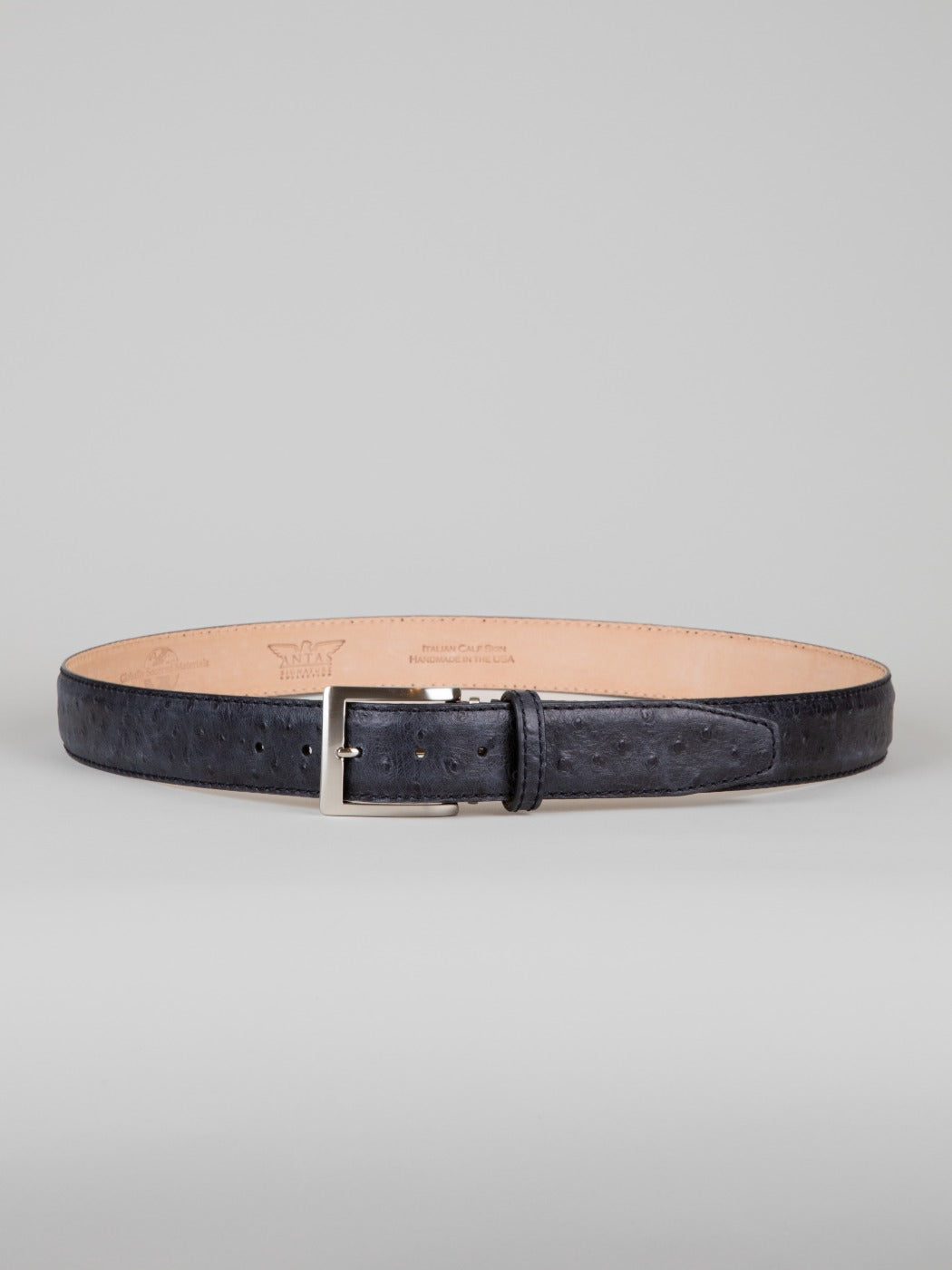 Italian Faux Ostrich Belt - Black