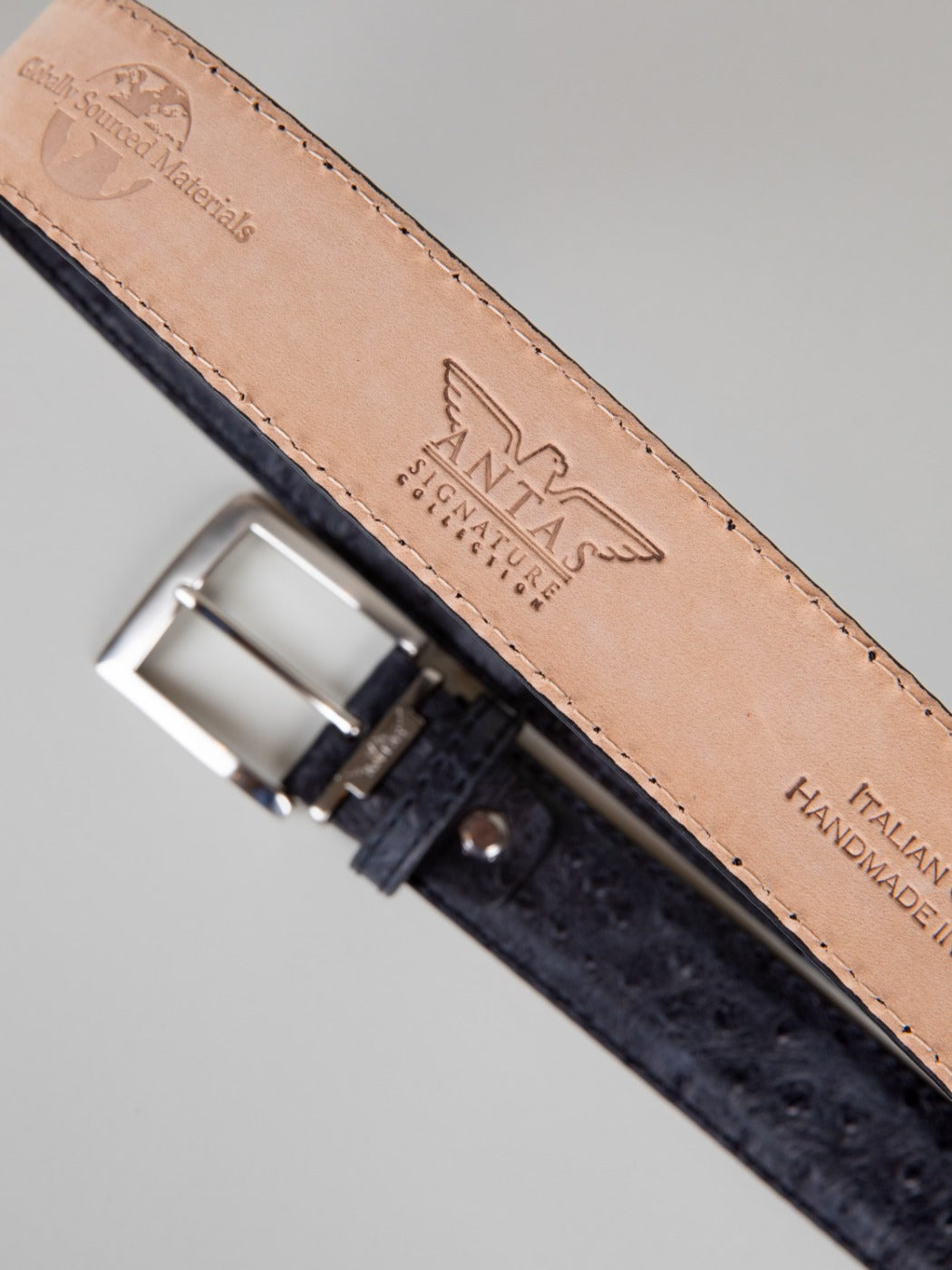 Italian Faux Ostrich Belt - Black