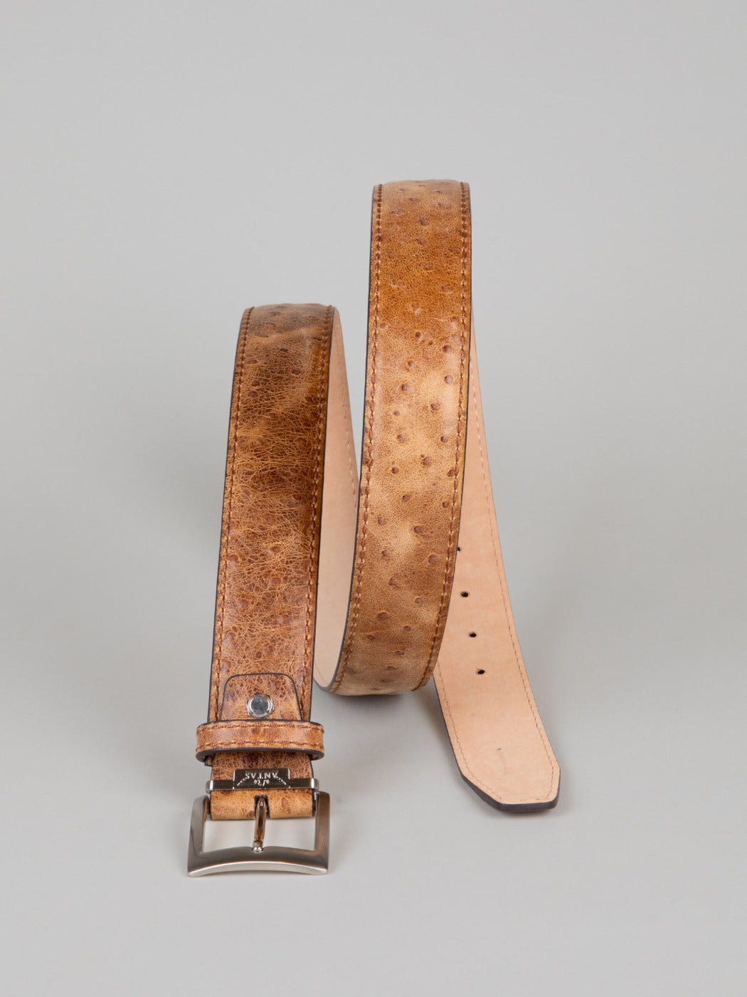 Italian Faux Ostrich Belt - Walnut