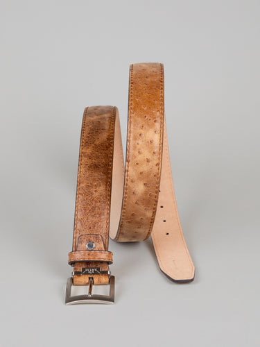 Italian Faux Ostrich Belt - Walnut