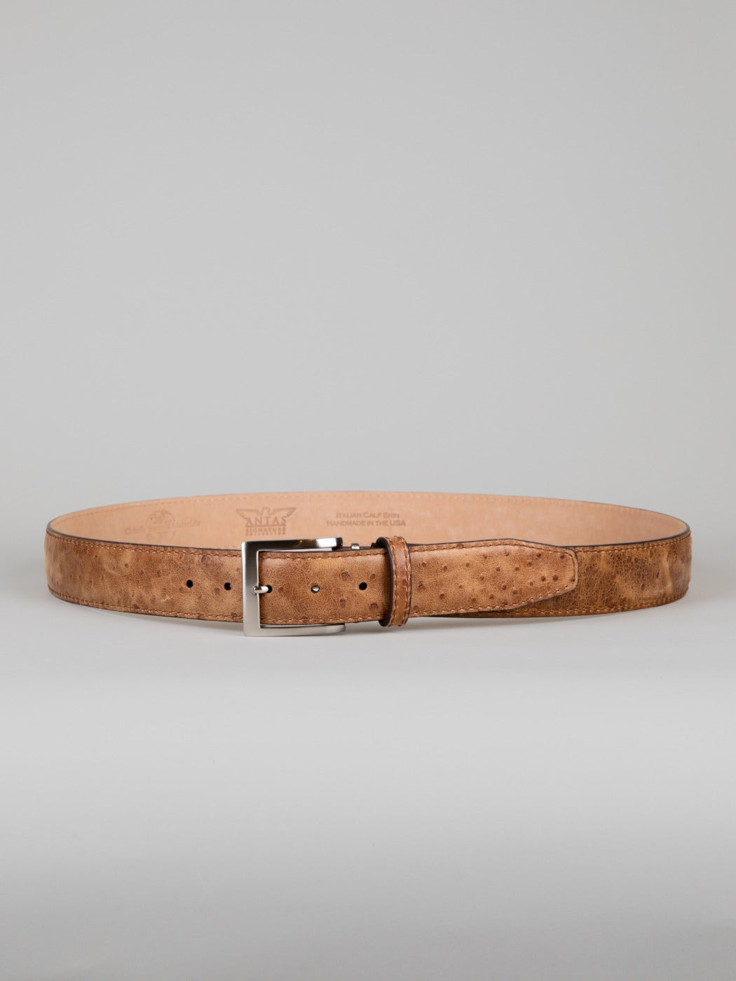 Italian Faux Ostrich Belt - Walnut