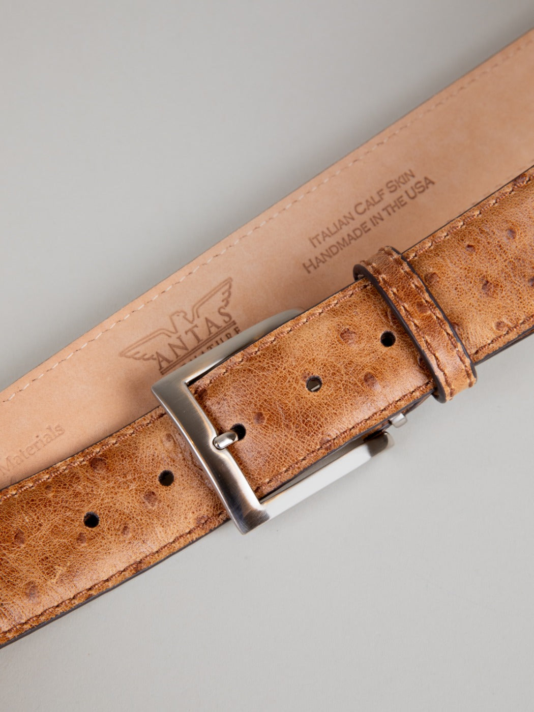 Italian Faux Ostrich Belt - Walnut