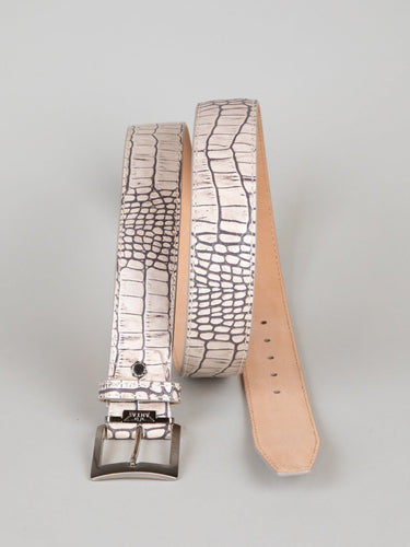 Italian Two Tone Croc Belt - Stone