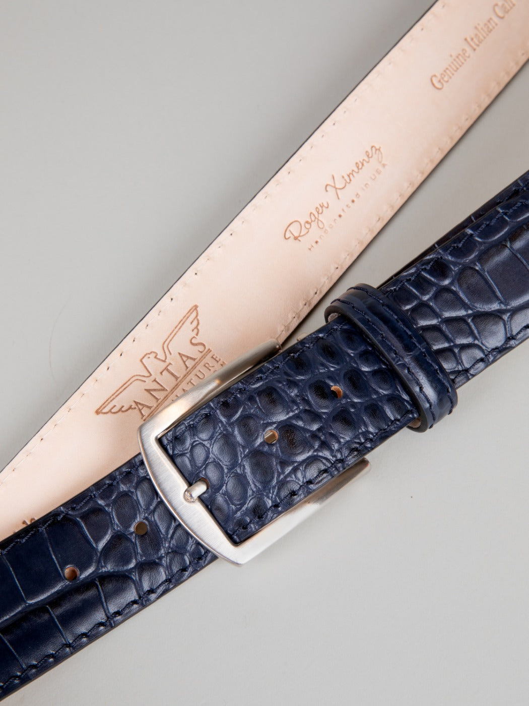 Italian Mock Croc Belt - Royal Blue