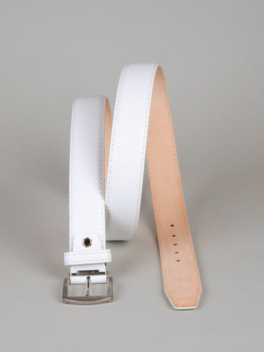 Italian Pebble Calf Belt - White