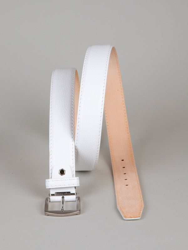Italian Pebble Calf Belt - White