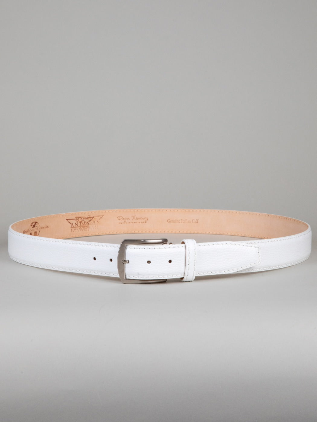 Italian Pebble Calf Belt - White