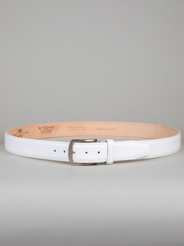 Italian Pebble Calf Belt - White
