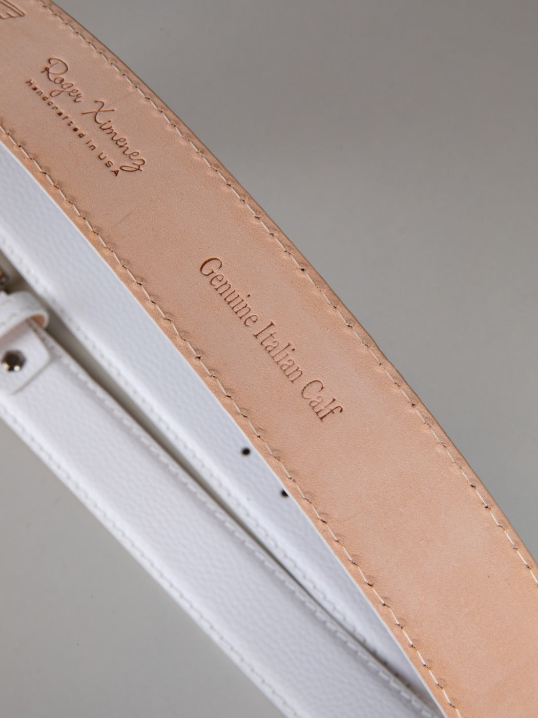 Italian Pebble Calf Belt - White