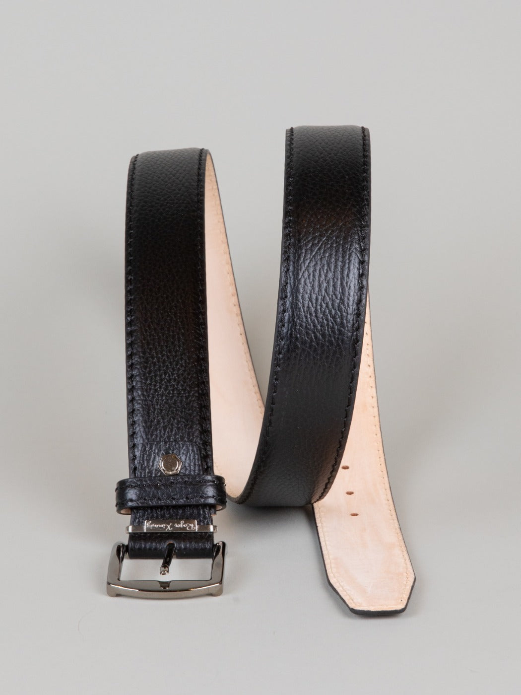 Italian Pebble Calf Belt - Black