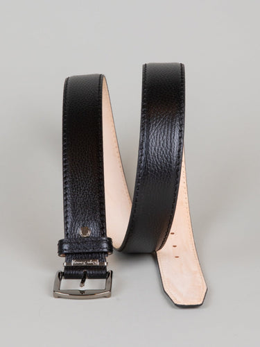 Italian Pebble Calf Belt - Black
