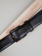 Italian Pebble Calf Belt - Black