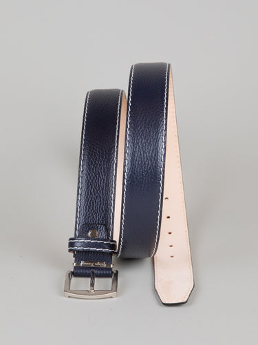Italian Pebble Grain Calf Skin Belt - Navy