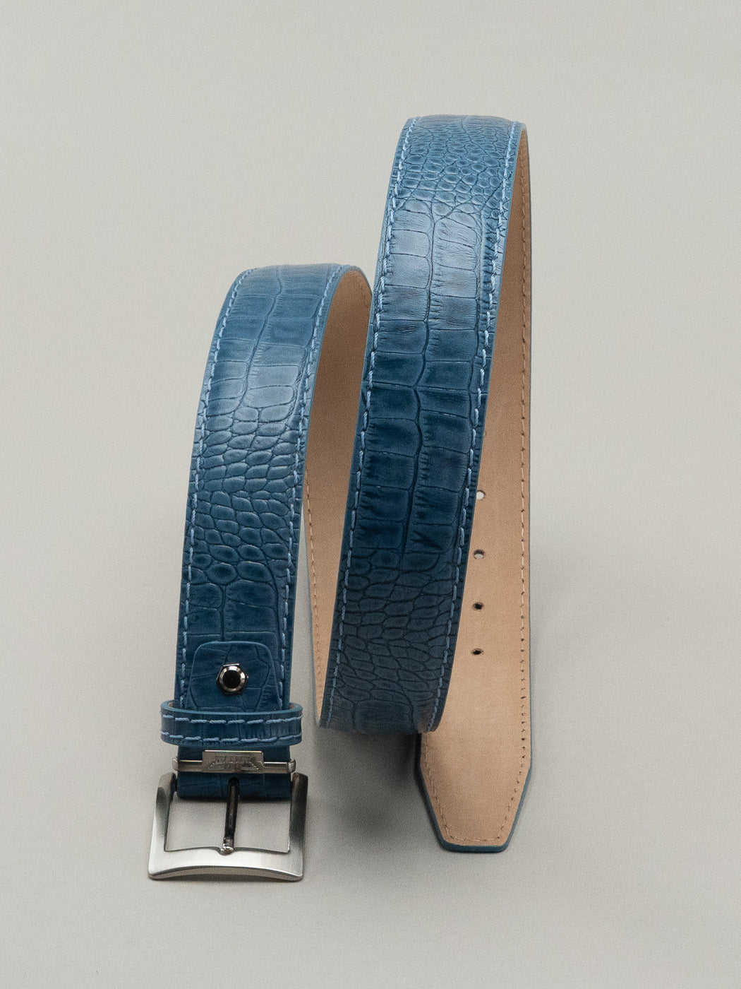Italian Mock Crocodile Belt - Blue Jean – Dormie Golf Workshop USA Inc