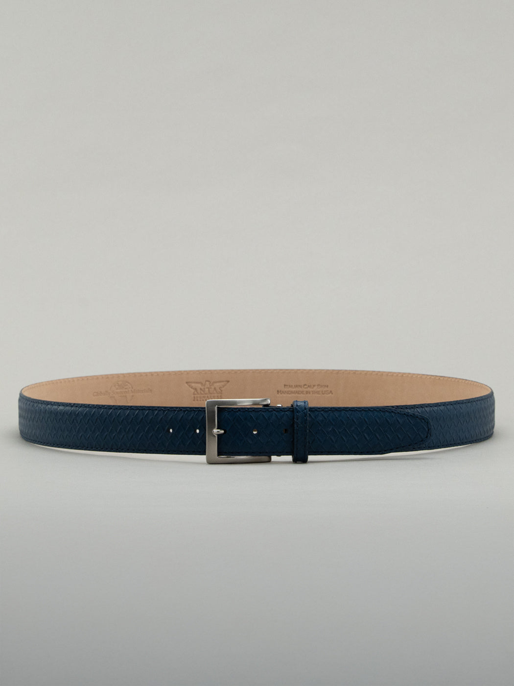 Italian Basket Weave Belt - Navy