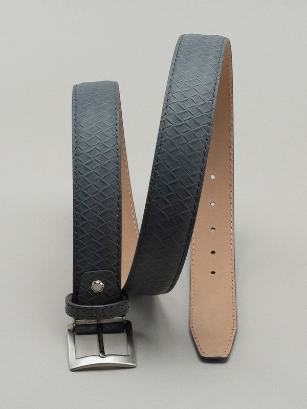 Italian Basket Weave Belt - Grey