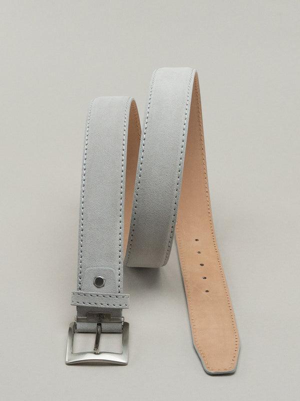 Italian Classic Suede Belt - Light Grey