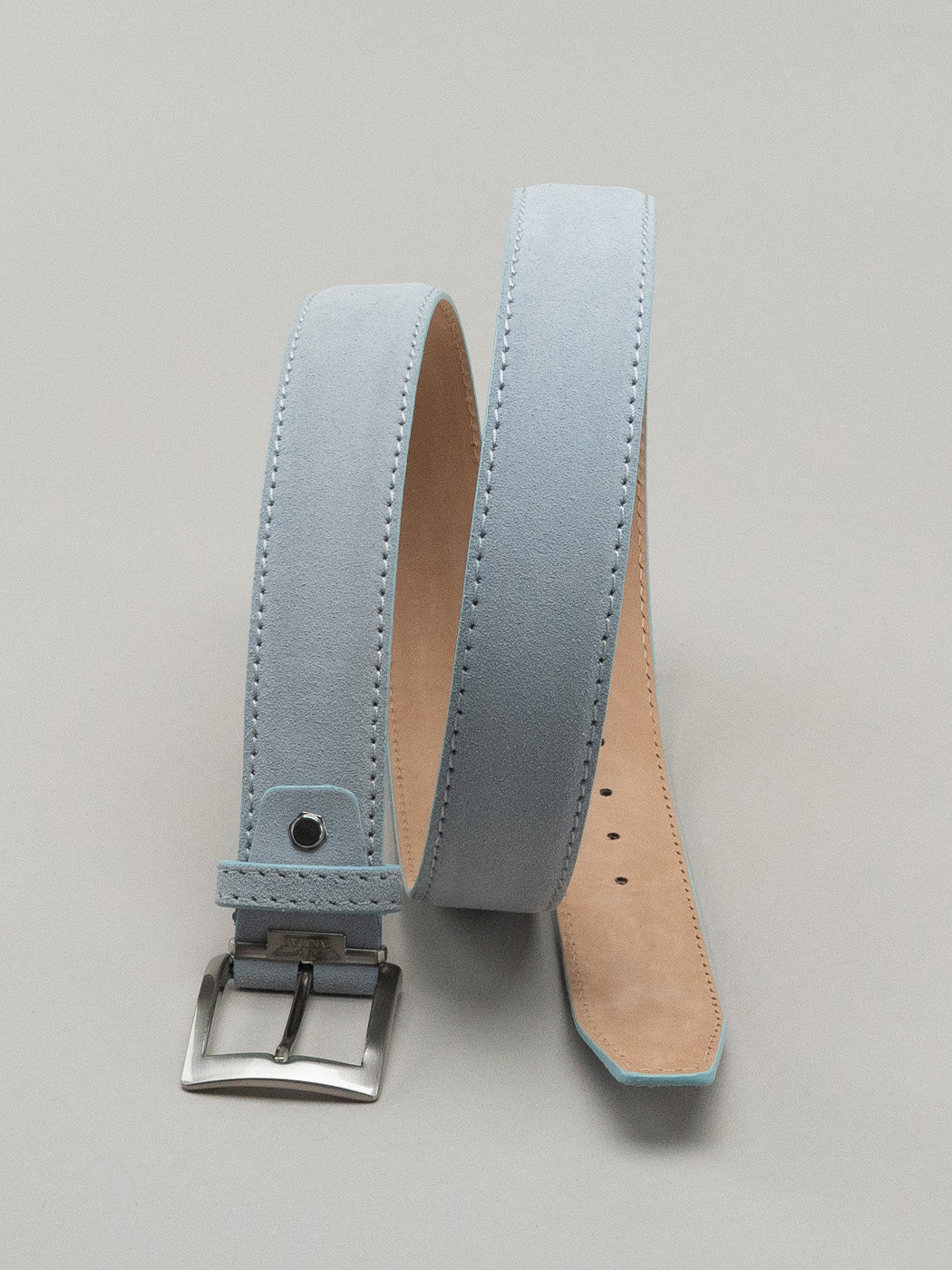 Italian Classic Suede Belt - Soft Blue