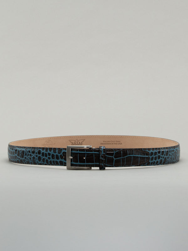 Italian Two Tone Mock Crocodile Belt - Sea Salt